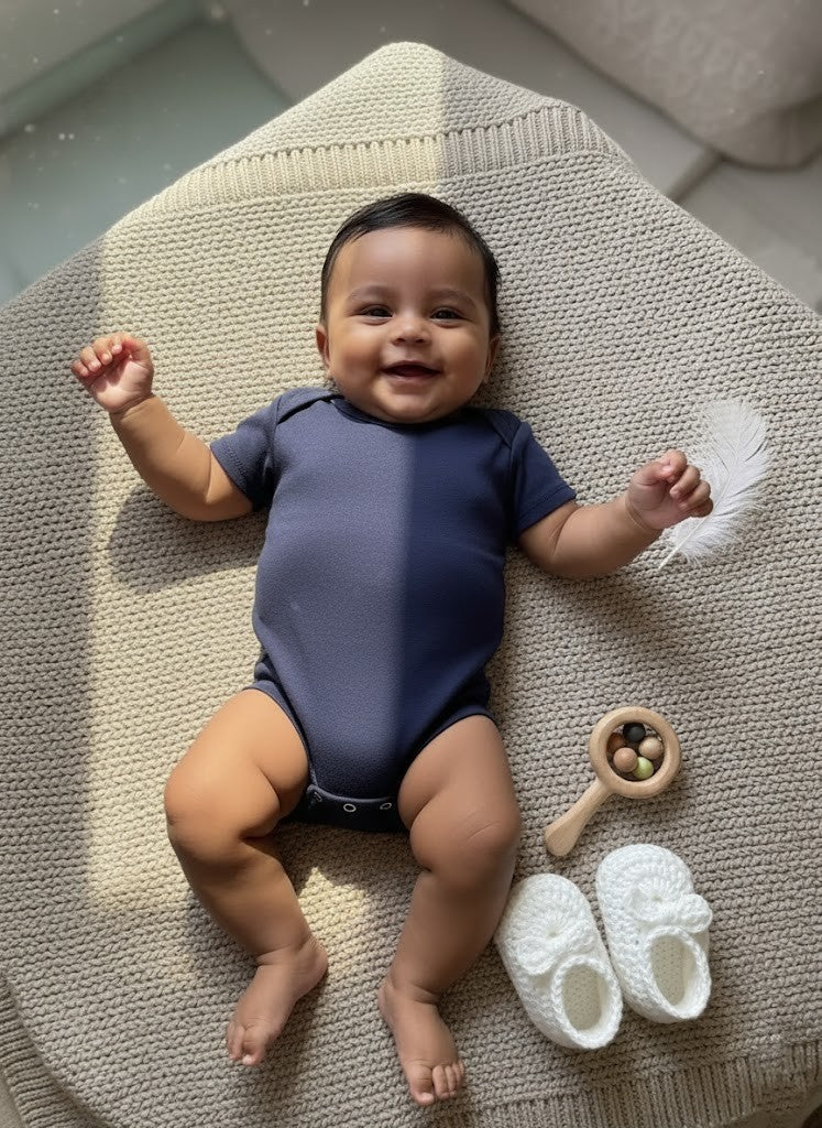 Body para Bebê Manga Curta Azul Marinho