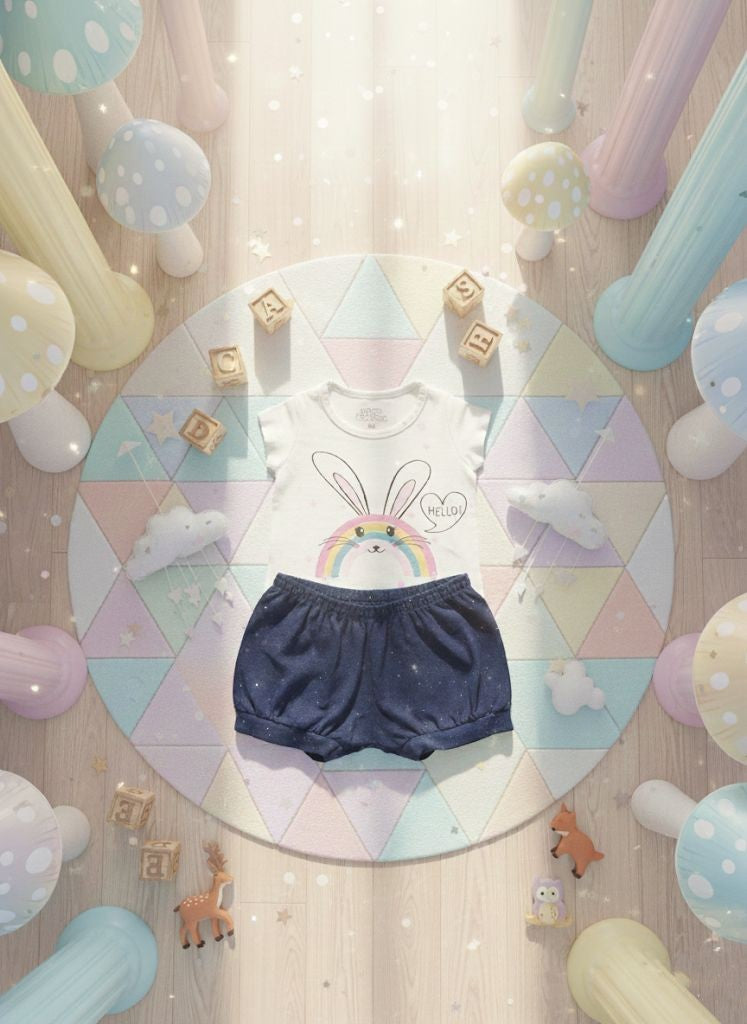 Conjunto Coelho Arco-Íris Pérola