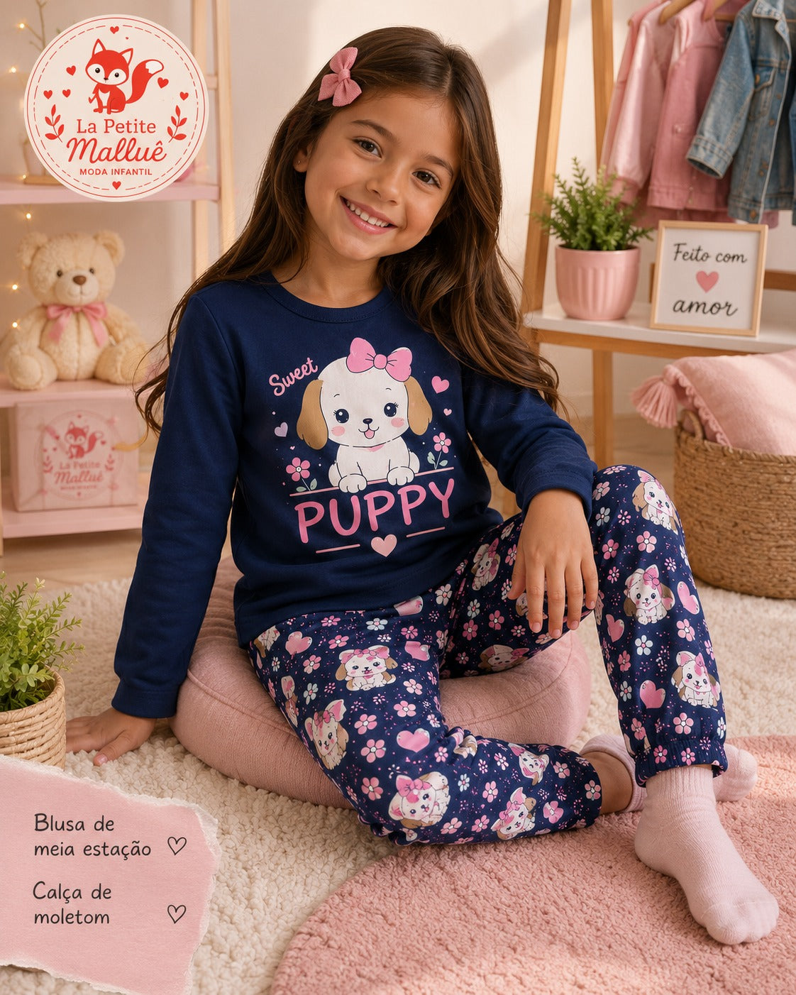 Conjunto meia estação feminino Puppy