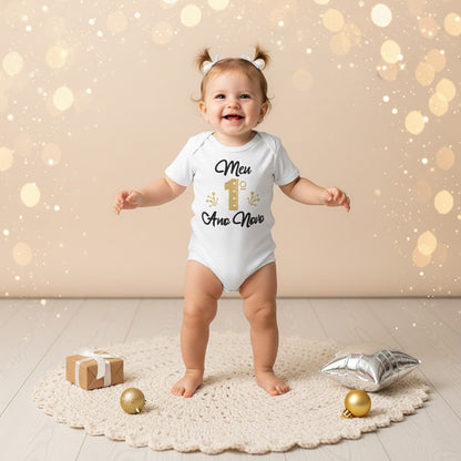 Body para Bebê Manga Curta Meu 1º Ano Novo