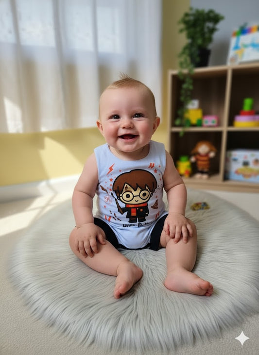 Body para Bebê Harry Potter Cavado Branco