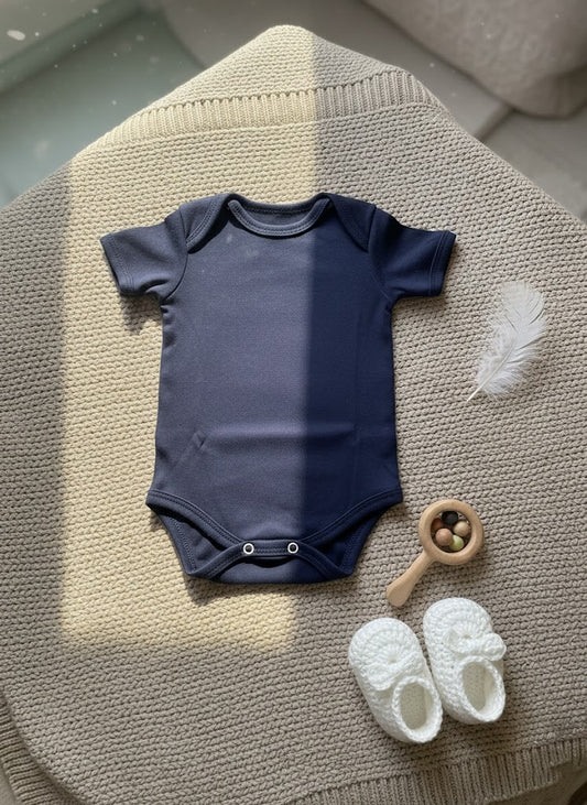 Body para Bebê Manga Curta Azul Marinho