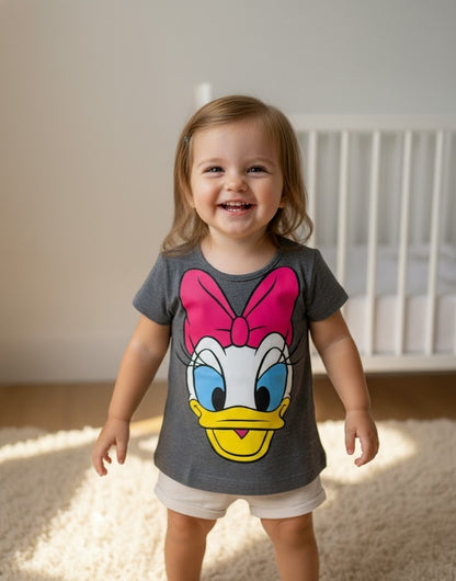 Blusa Infantil Feminina Manga Curta Margarida
