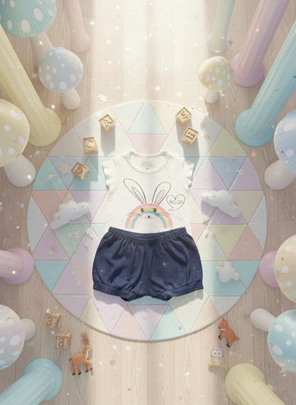 Conjunto Coelho Arco-Íris Pérola