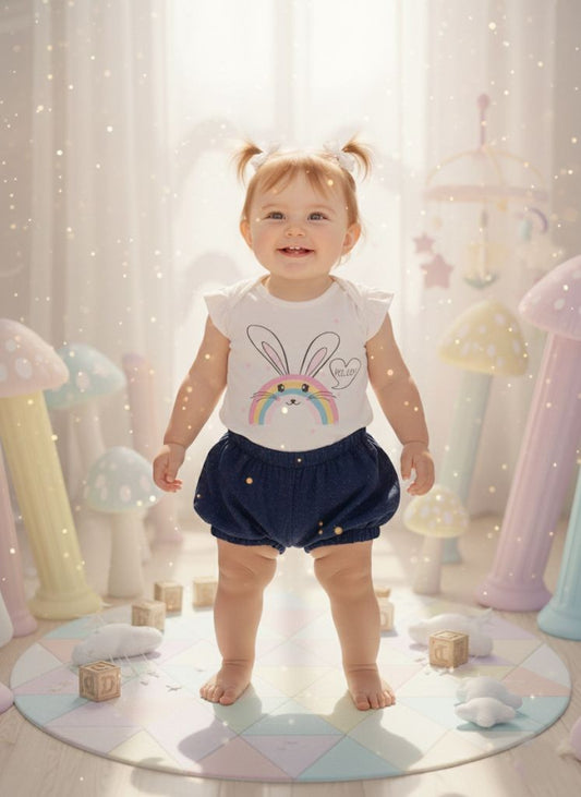 Conjunto Coelho Arco-Íris Pérola