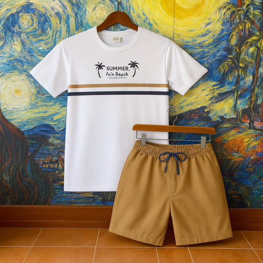 Conjunto Masculino Juvenil Listras Branco