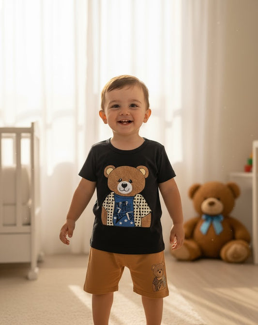 Conjunto Infantil Urso Feliz Preto