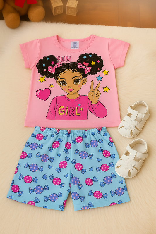Conjunto Infantil Menina Meiga Coc Rosa