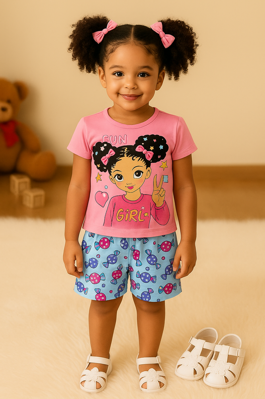 Conjunto Infantil Menina Meiga Coc Rosa