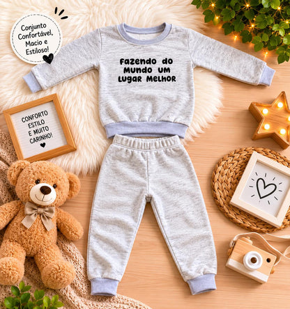 Conjunto inverno masculino Fazendo o mundo, um lugar melhor