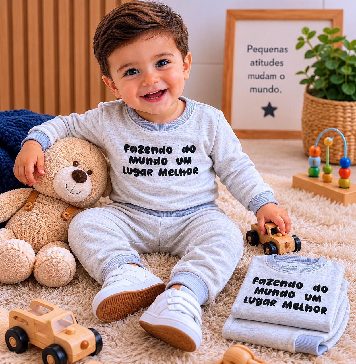 Conjunto inverno masculino Fazendo o mundo, um lugar melhor