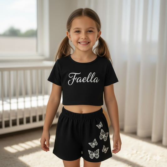 Conjunto Feminino Infantil Cropped Faella