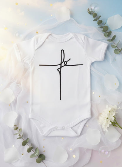 Body para Bebê Manga Curta Fé Branco