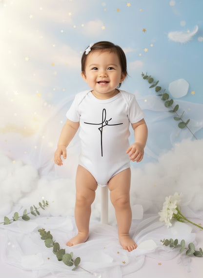 Body para Bebê Manga Curta Fé Branco