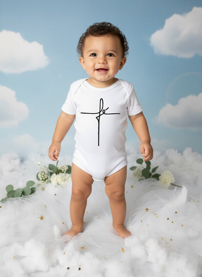Body para Bebê Manga Curta Fé Branco