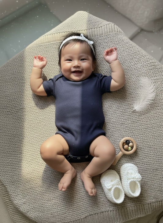 Body para Bebê Manga Curta Azul Marinho