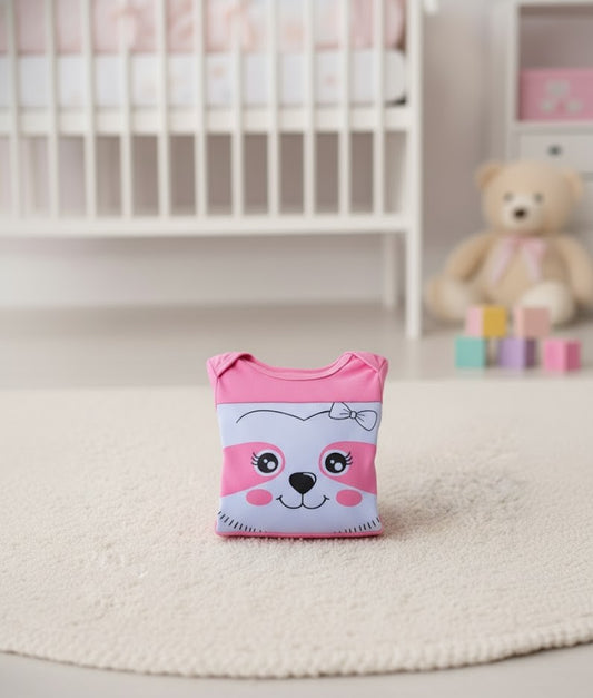 Macacão para Bebê Gatinha Rosa Manga Curta Branco