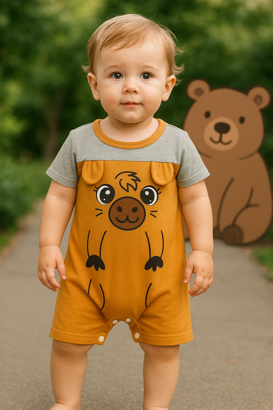 Macacão para Bebê Curto Capivara Cinza