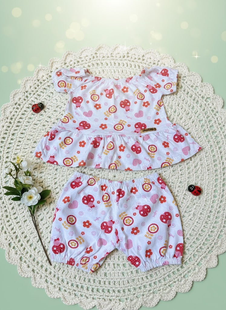 Conjunto Infantil Joaninha Manga Curta