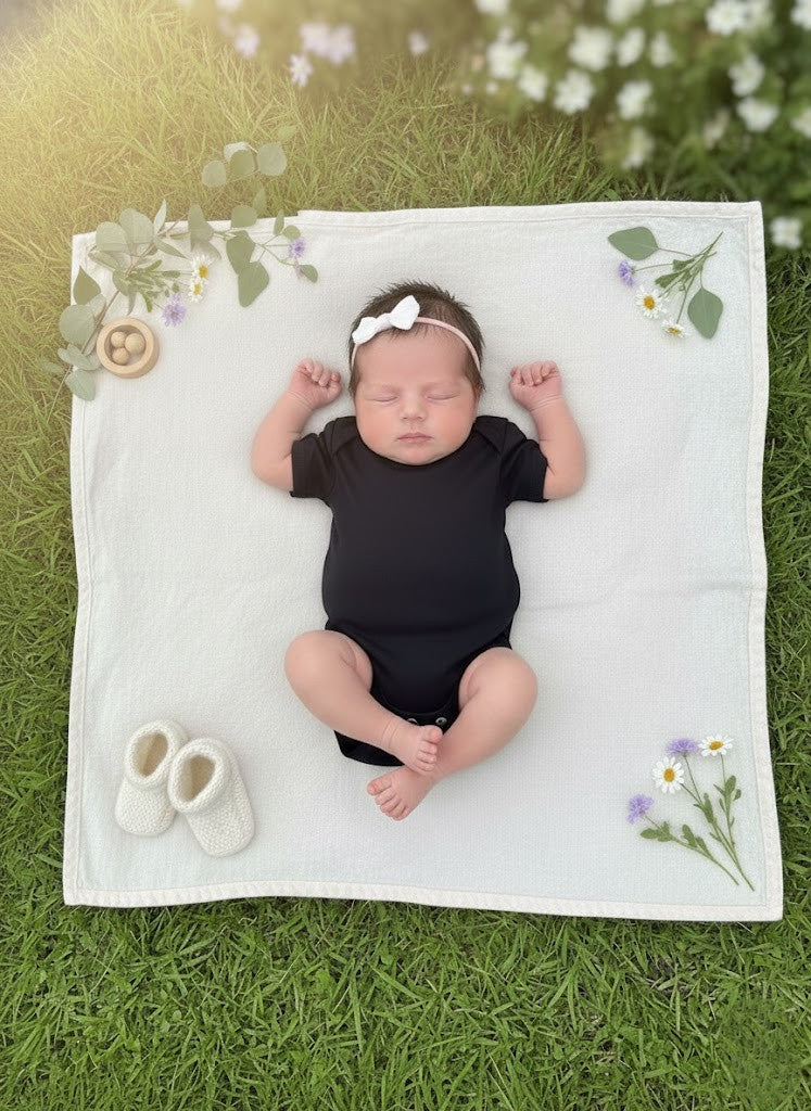 Body para Bebê Manga Curta Preto