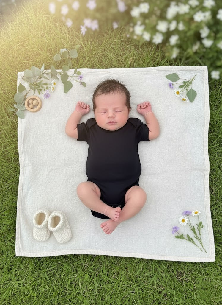 Body para Bebê Manga Curta Preto