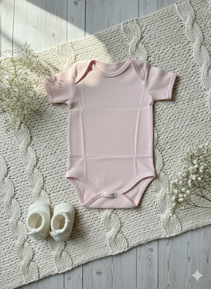 Body para Bebê Manga Curta Rosa