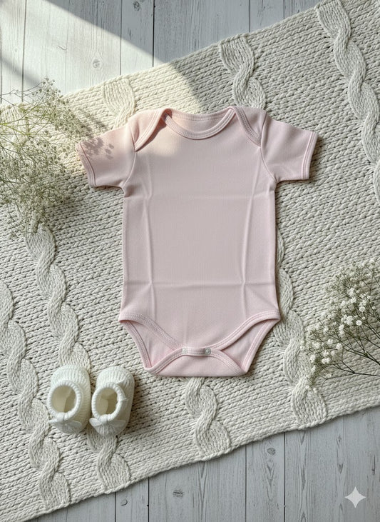 Body para Bebê Manga Curta Rosa