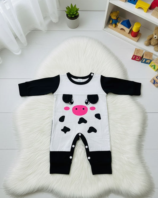 Macacão para Bebê Vaquinha Manga Curta Branco