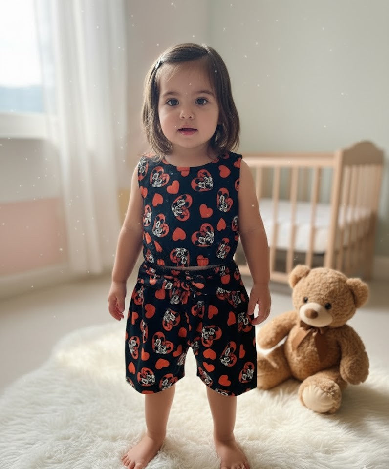 Conjunto Infantil Regata Cropped e Shorts Minnie