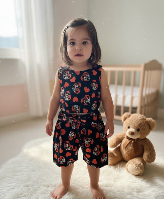 Conjunto Infantil Regata Cropped e Shorts Minnie