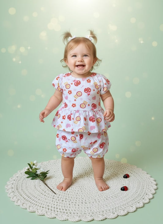 Conjunto Infantil Joaninha Manga Curta